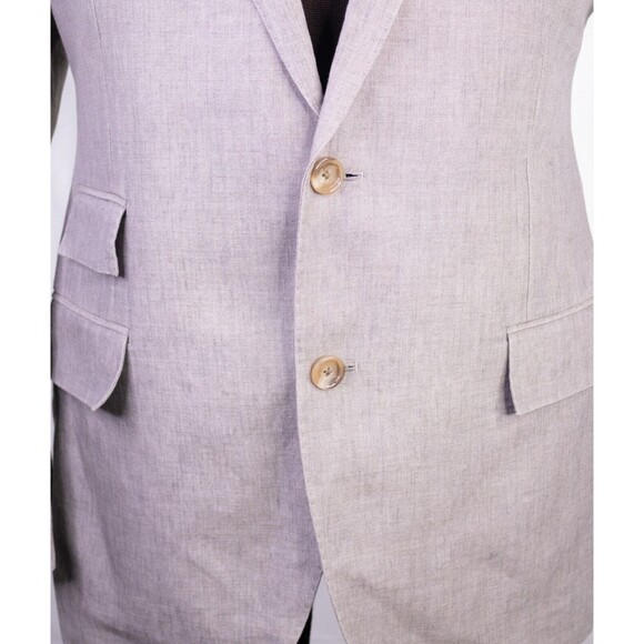 J Crew Blazer Mens 44R Beige 2 Button Ludlow ORMEZZNO Linen Sport Coat Jacket - Picture 4 of 16